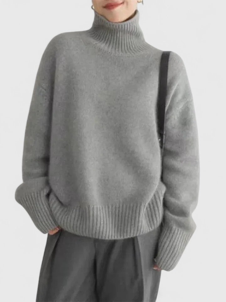 Pulover elegant pentru femei cu guler înalt și croială confortabilă - 3 - Modariox