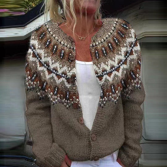 Cardigan elegant pentru femei cu detalii butonat și yoke decorativ - 1 - Modariox