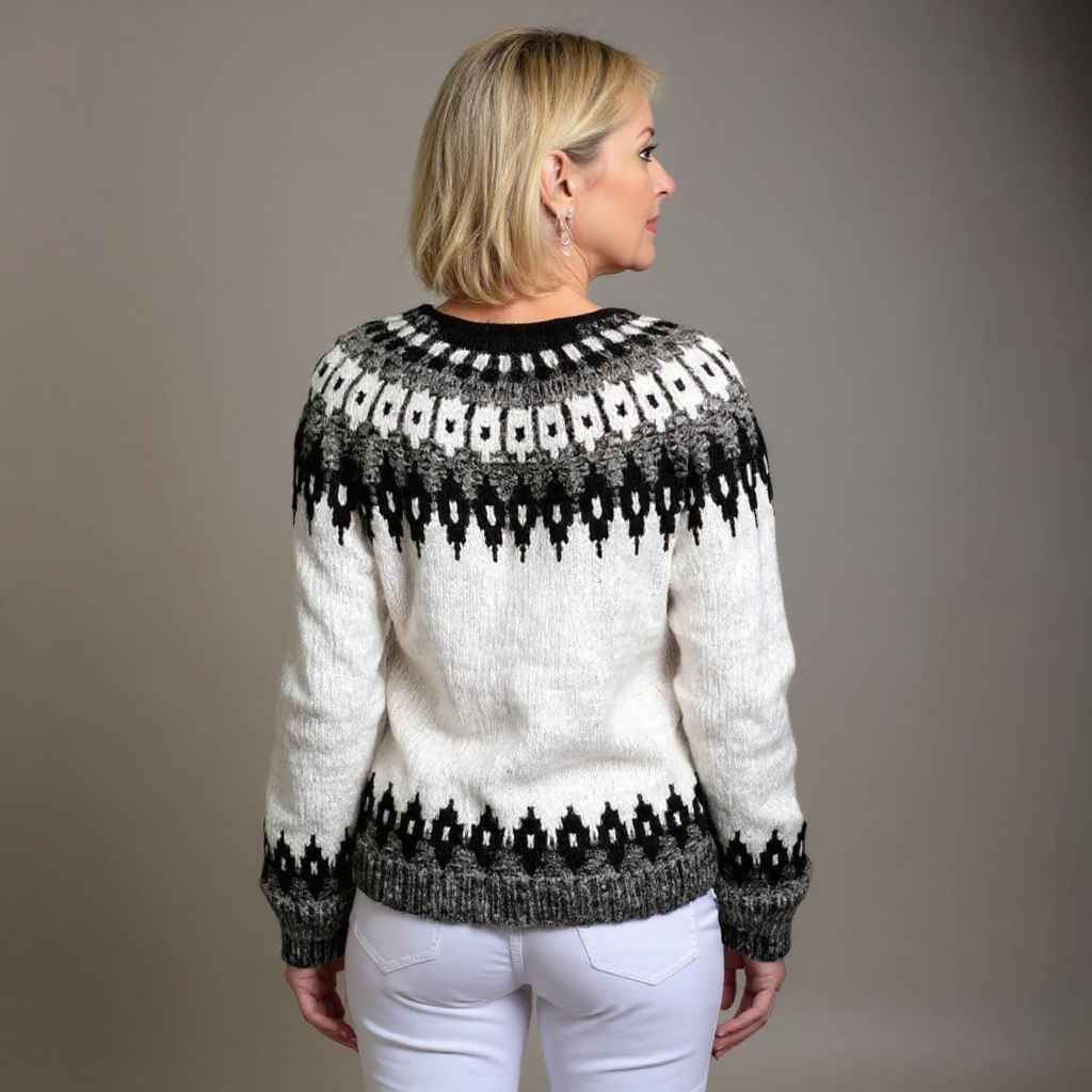 Cardigan damă cu imprimeu grafic și nasturi - 3 - Modariox