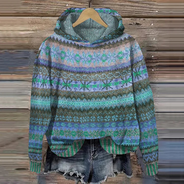Hanorac Damă cu Glugă și Imprimeu Colorat - 1 - Modariox