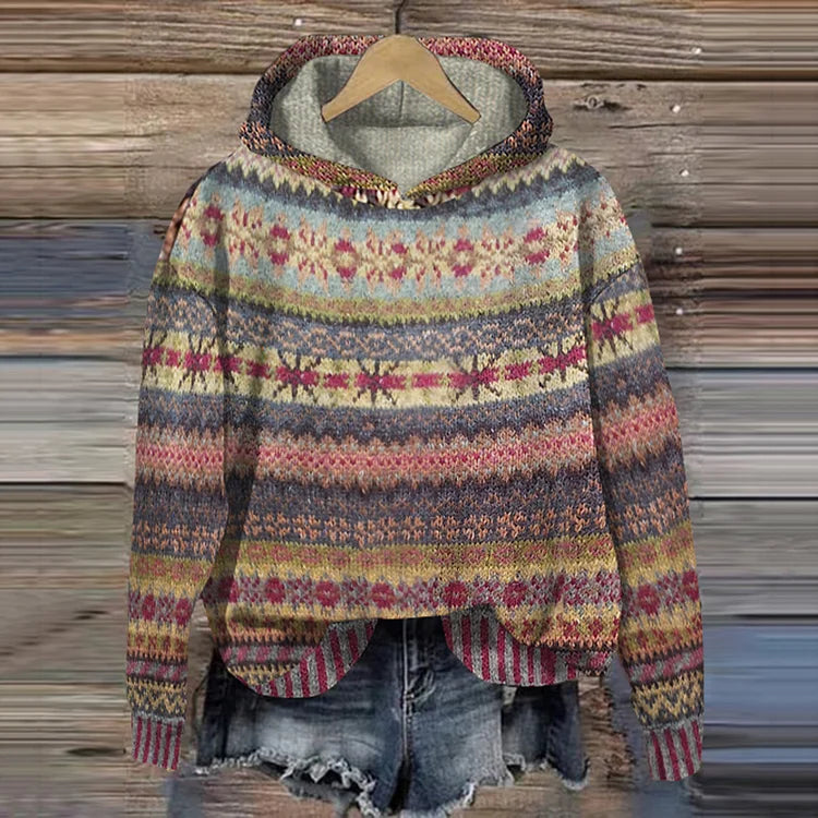 Hanorac Damă cu Glugă și Imprimeu Colorat - 3 - Modariox
