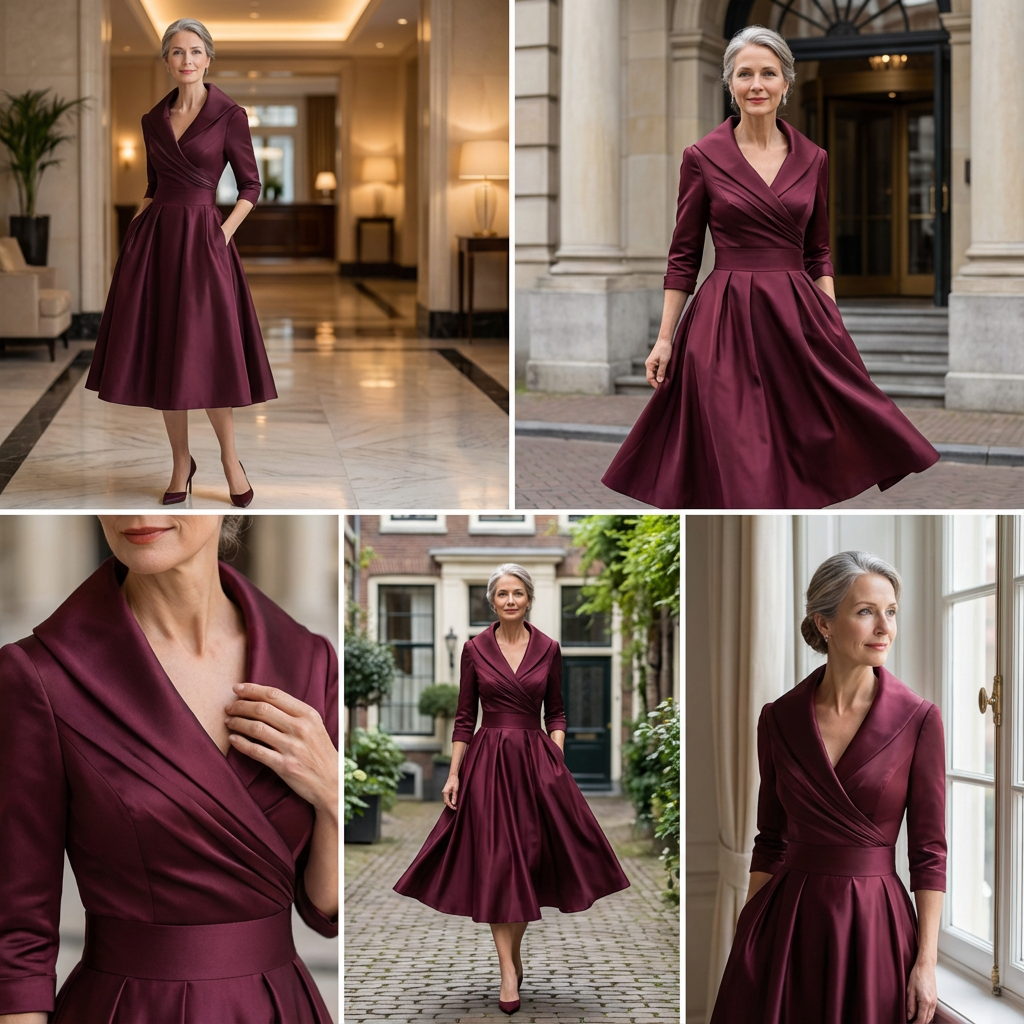 Rochie elegantă de ocazie damă cu croială petrecută și fustă evazată - 1 - Modariox