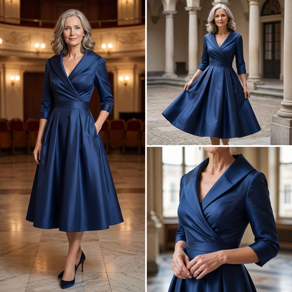 Rochie elegantă de ocazie damă cu croială petrecută și fustă evazată - 2 - Modariox