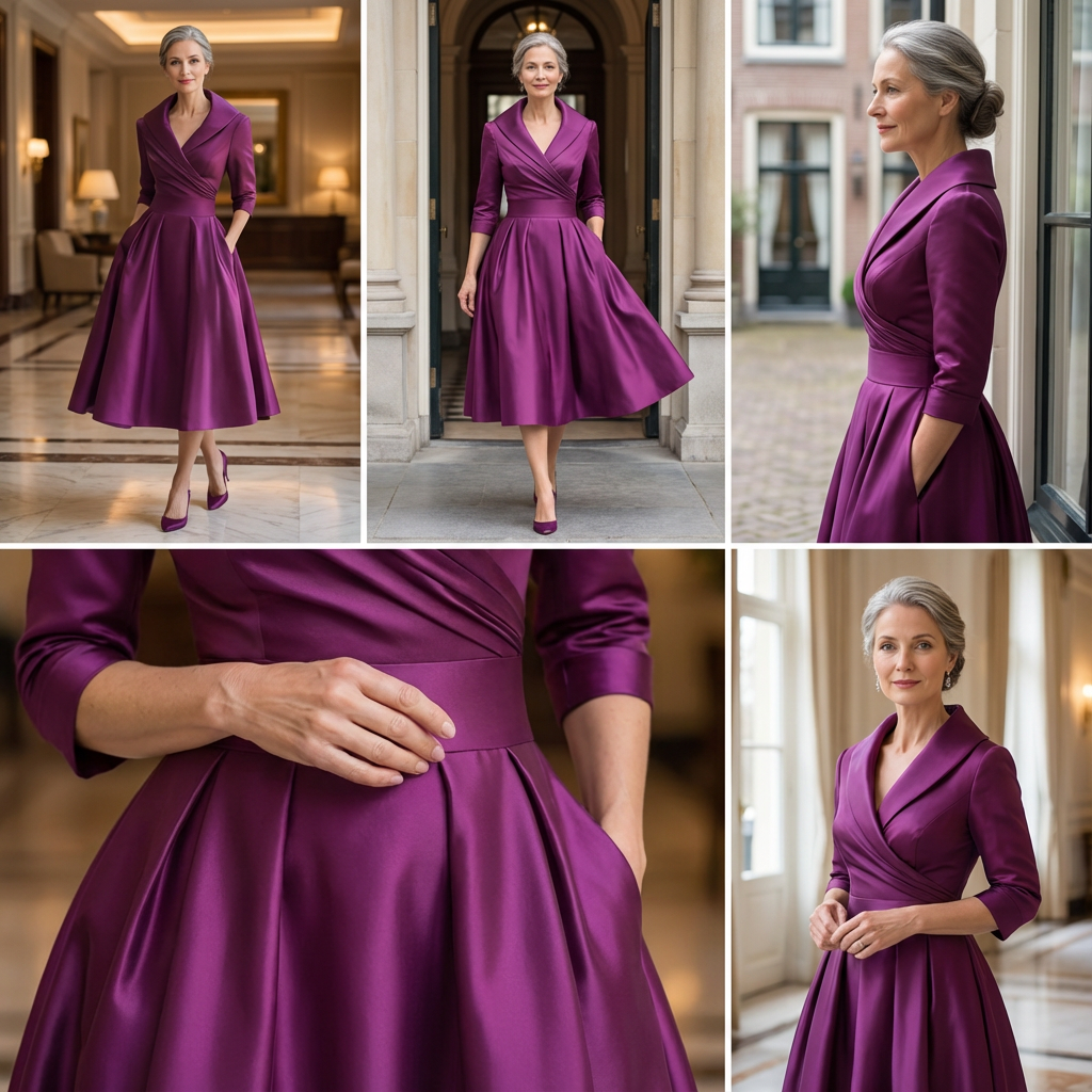 Rochie elegantă de ocazie damă cu croială petrecută și fustă evazată - 3 - Modariox