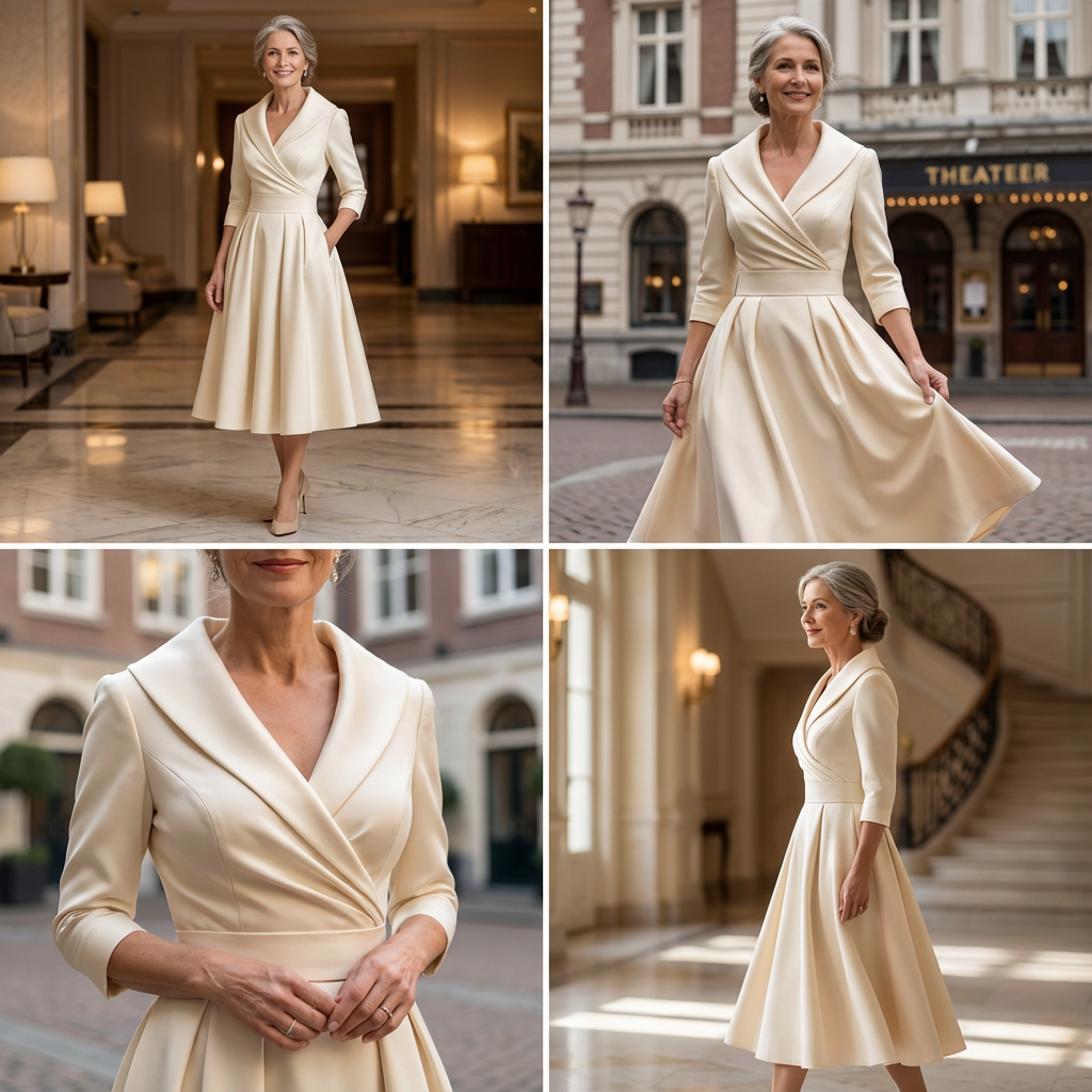 Rochie elegantă de ocazie damă cu croială petrecută și fustă evazată - 4 - Modariox