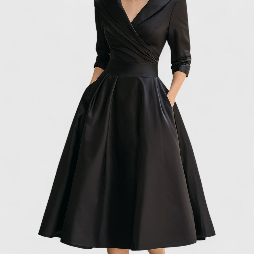 Rochie elegantă de ocazie damă cu croială petrecută și fustă evazată - 6 - Modariox