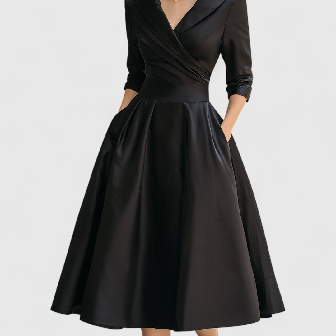 Rochie elegantă de ocazie damă cu croială petrecută și fustă evazată - 6 - Modariox