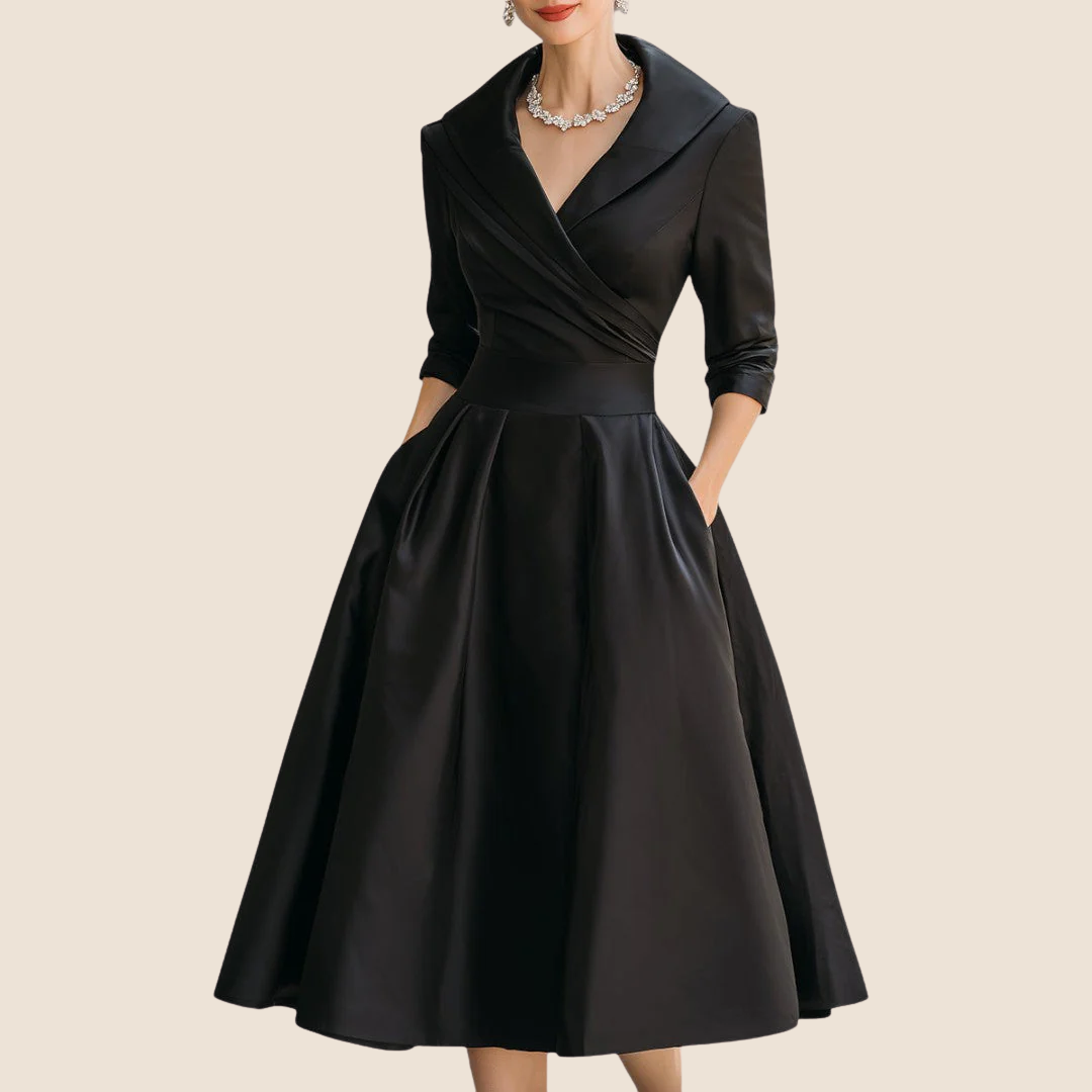 Rochie elegantă de ocazie damă cu croială petrecută și fustă evazată - 8 - Modariox