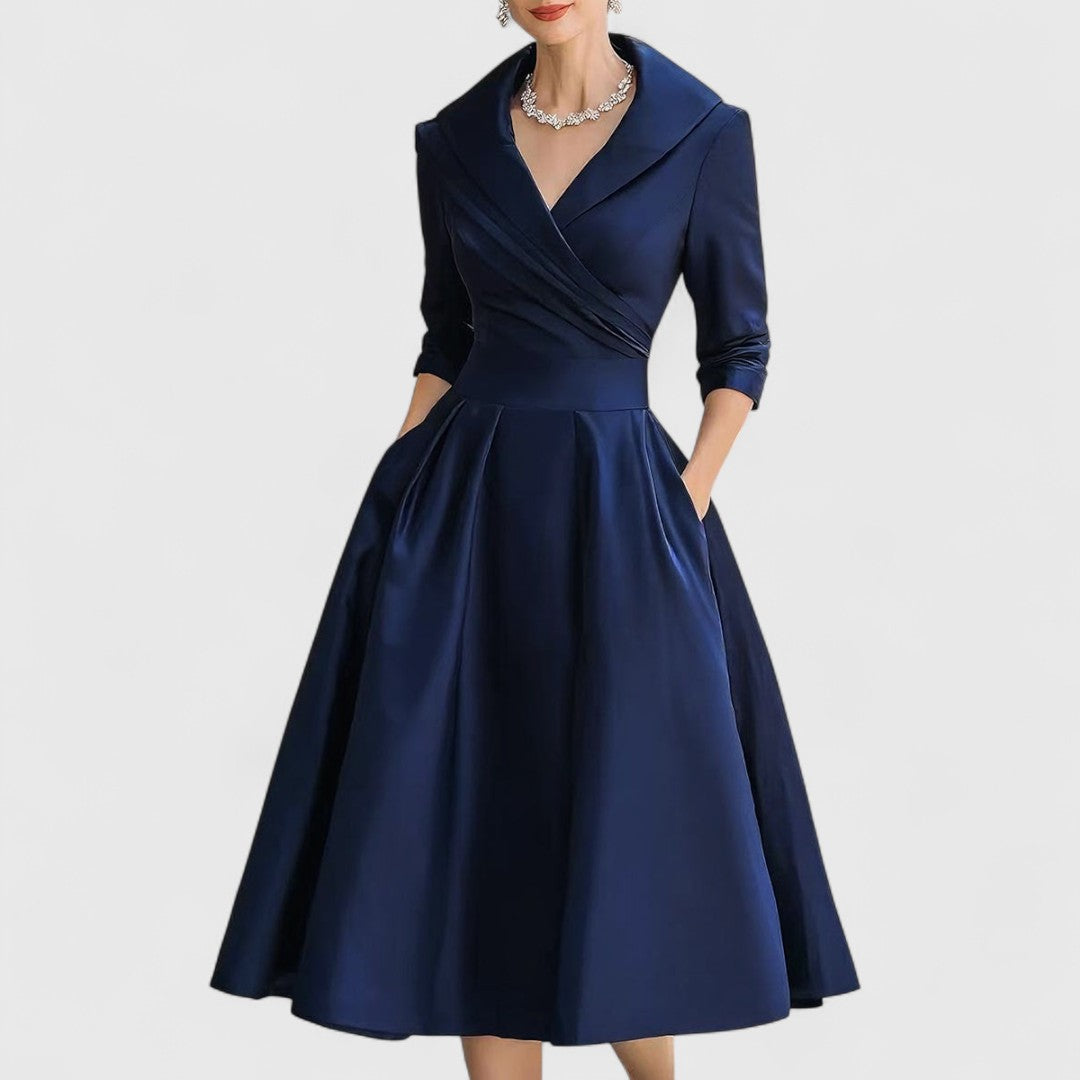 Rochie elegantă de ocazie damă cu croială petrecută și fustă evazată - 9 - Modariox