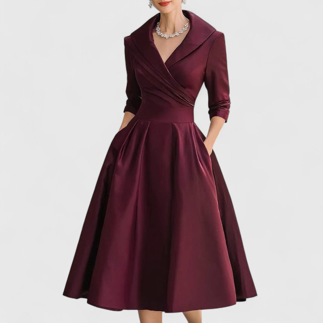 Rochie elegantă de ocazie damă cu croială petrecută și fustă evazată - 10 - Modariox