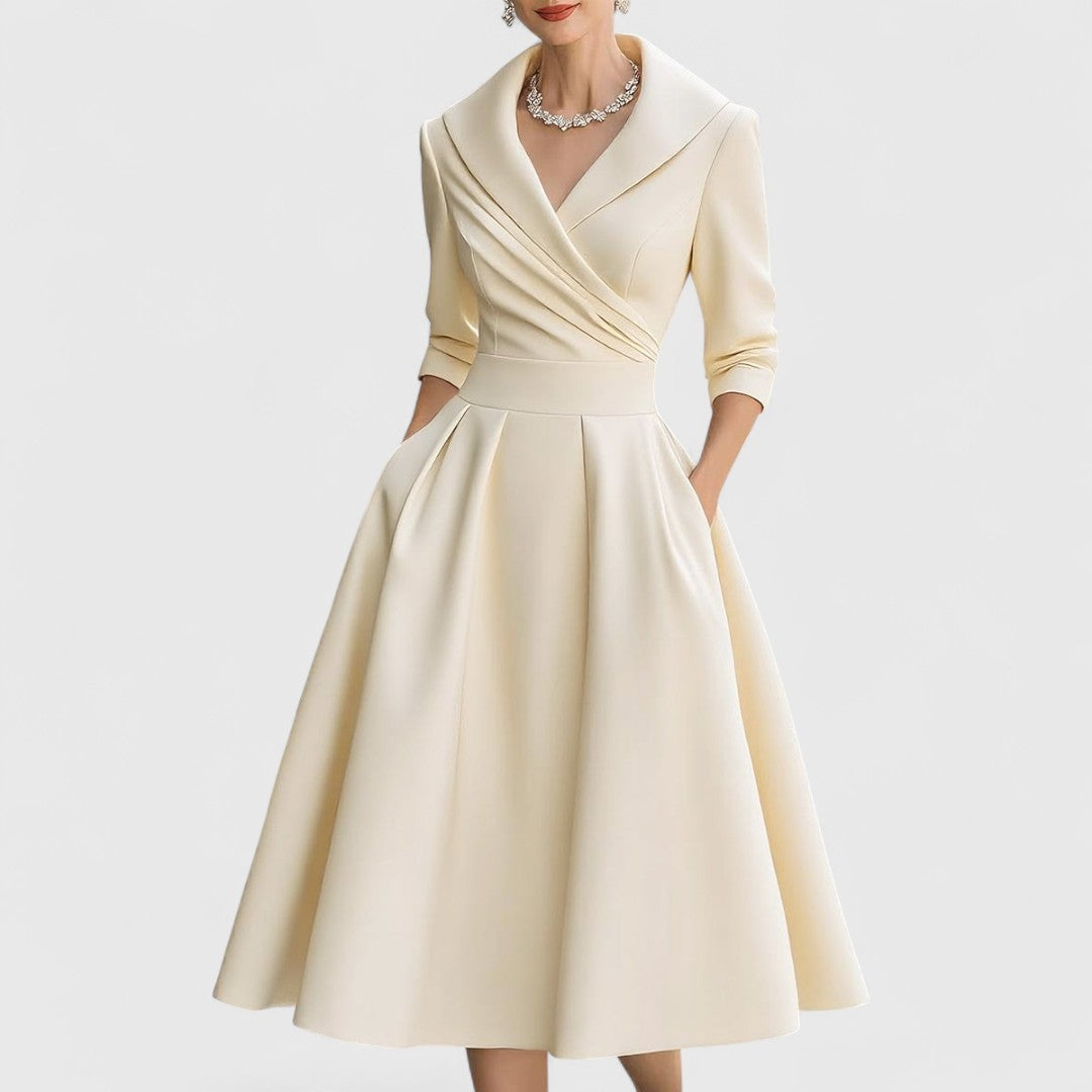 Rochie elegantă de ocazie damă cu croială petrecută și fustă evazată - 11 - Modariox