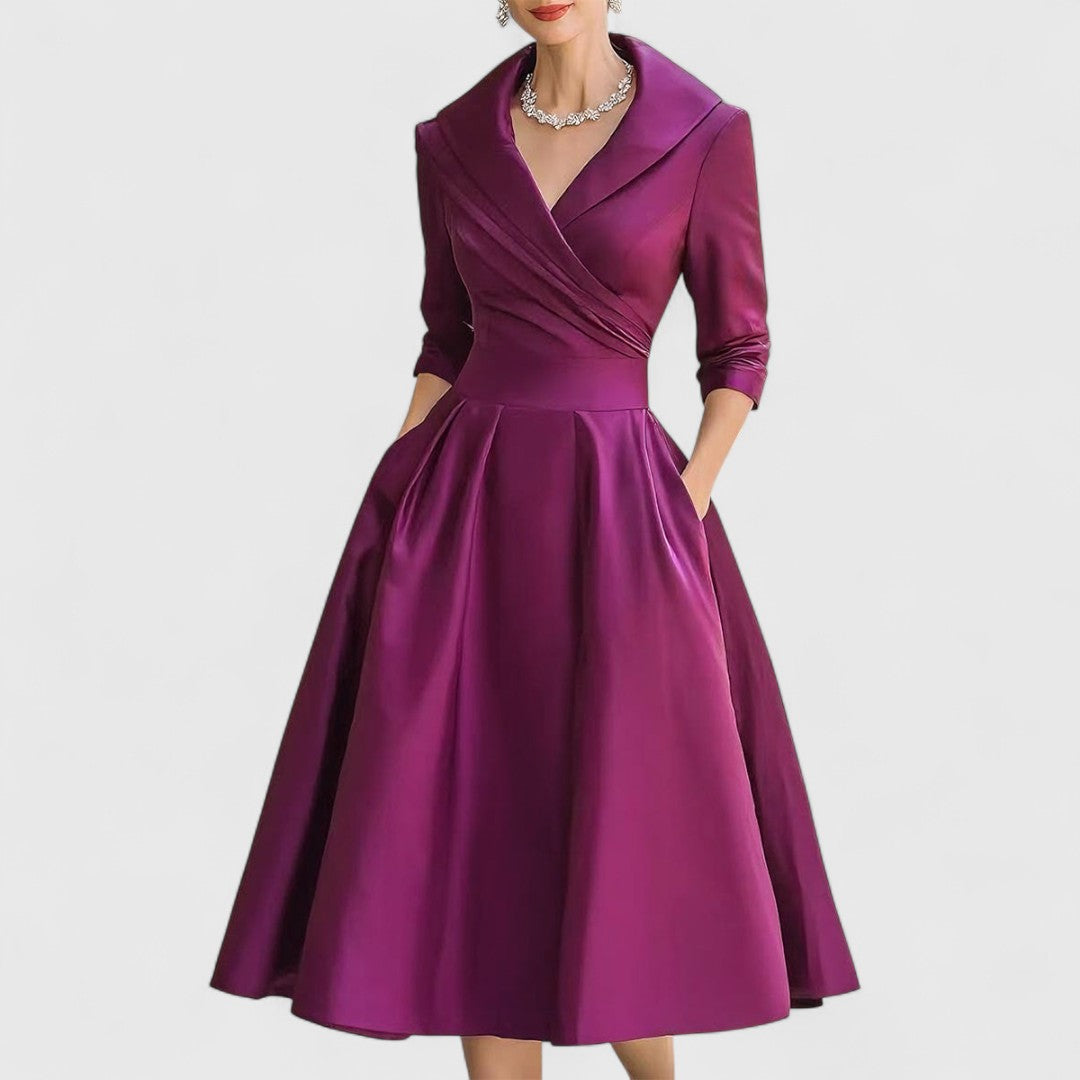 Rochie elegantă de ocazie damă cu croială petrecută și fustă evazată - 12 - Modariox