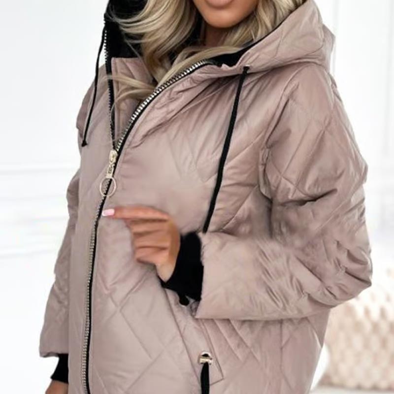 Jachetă damă cu glugă și croială modernă, bej elegant - 3 - Modariox