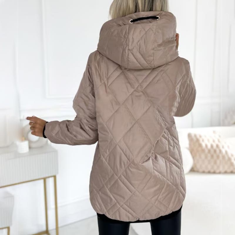 Jachetă damă cu glugă și croială modernă, bej elegant - 4 - Modariox