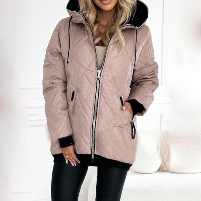 Jachetă damă cu glugă și croială modernă, bej elegant - 5 - Modariox