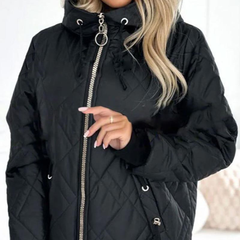 Jachetă damă cu glugă și croială modernă, bej elegant - 7 - Modariox