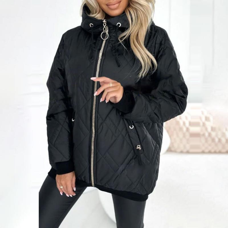 Jachetă damă cu glugă și croială modernă, bej elegant - 9 - Modariox