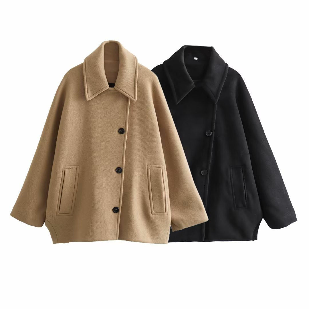 Palton damă cu croi lejer și guler oversized - 4 - Modariox
