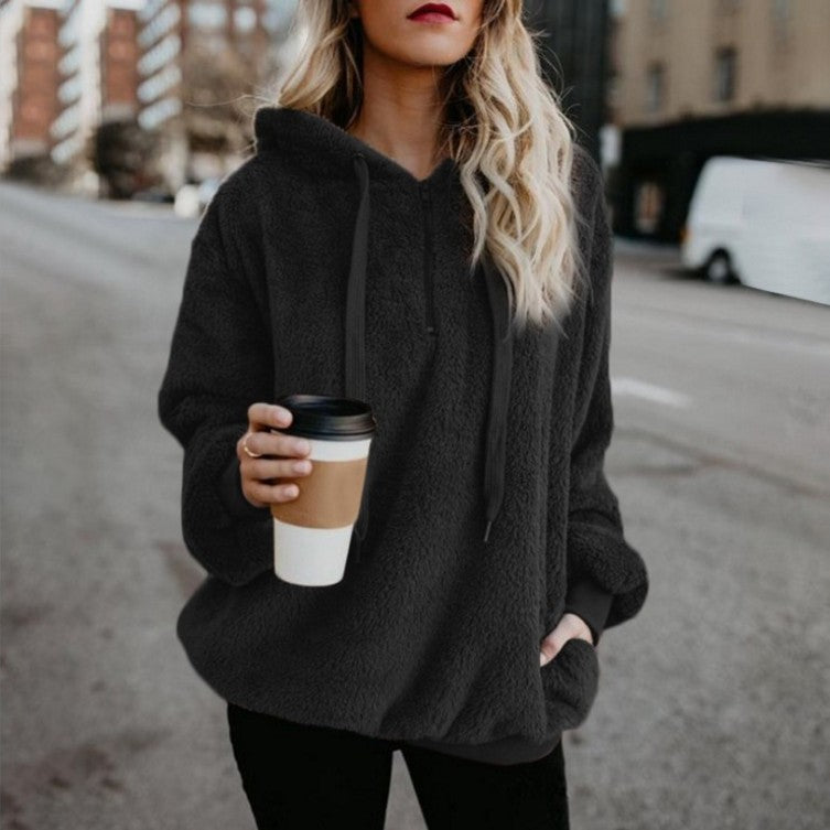 Hoodie pentru femei cu glugă și buzunar confortabil, croială relaxată - 5 - Modariox