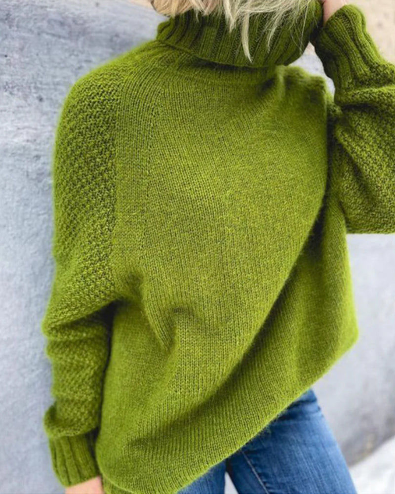 Pulover damă cu guler înalt și croială oversized - 1 - Modariox