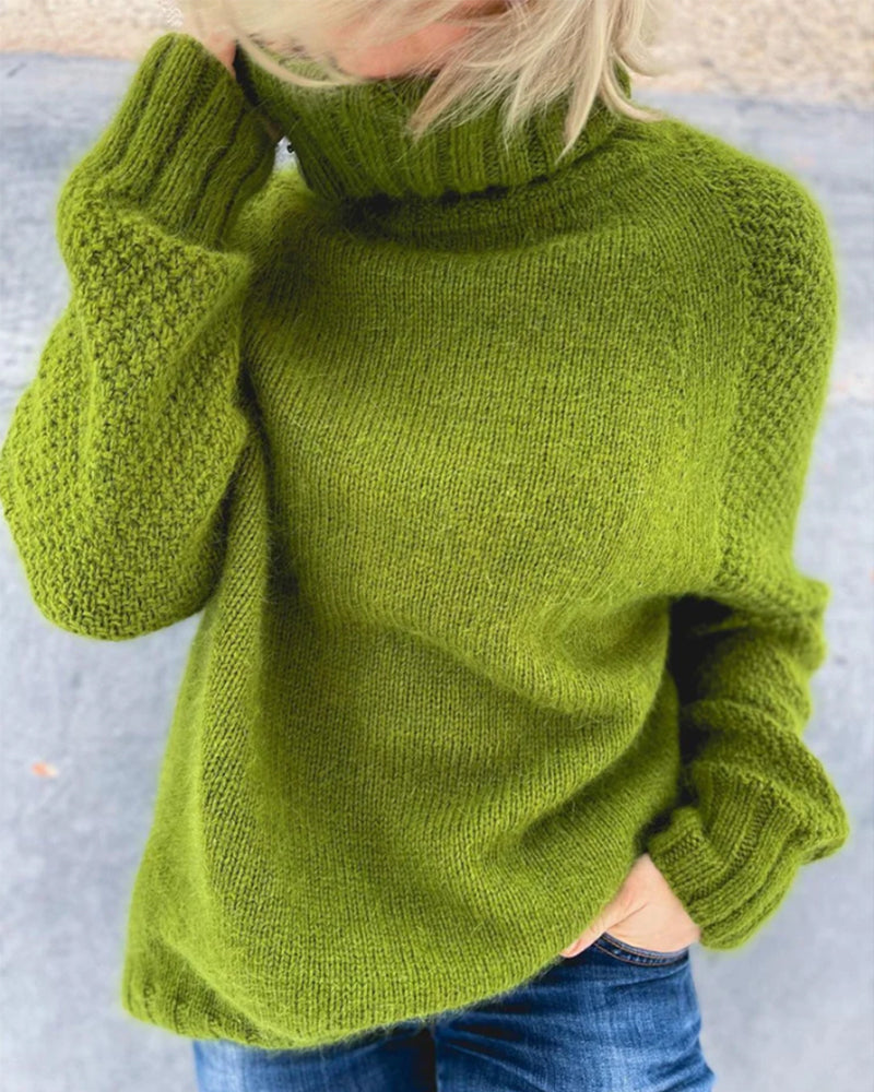 Pulover damă cu guler înalt și croială oversized - 2 - Modariox