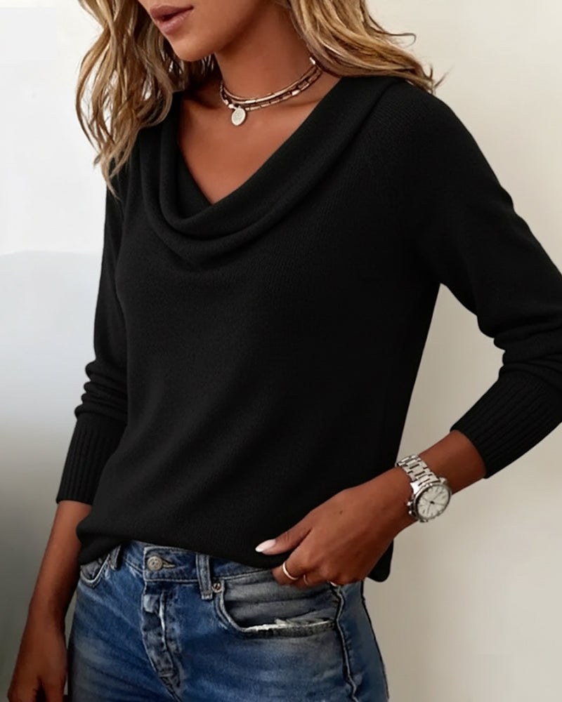 Pulover damă cu guler drapat și mâneci lungi, croială lejeră - 2 - Modariox