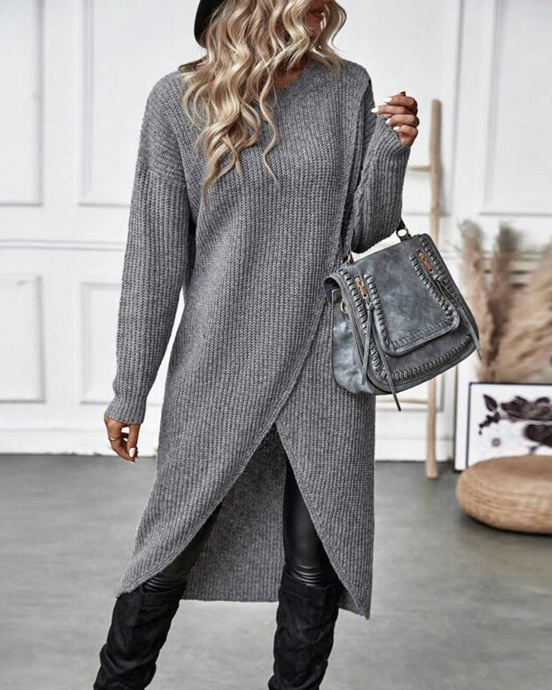 Rochie Pulover Femei cu Croi Relaxat și Mâneci Lungi - 3 - Modariox