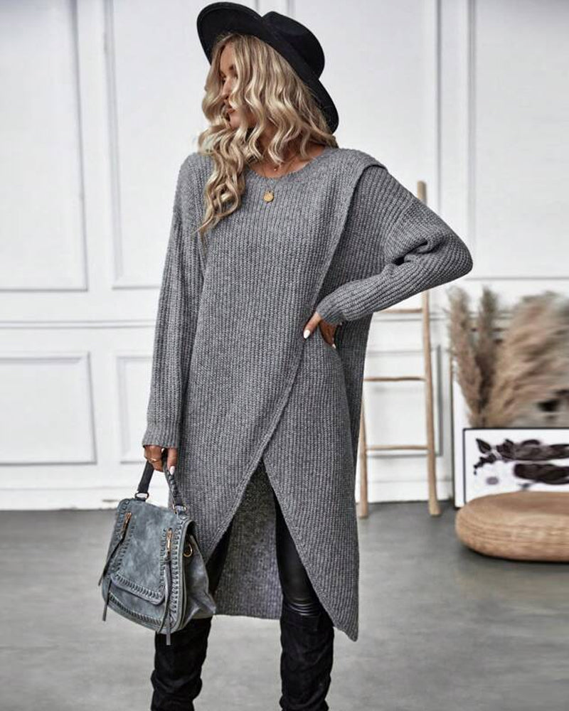 Rochie Pulover Femei cu Croi Relaxat și Mâneci Lungi - 5 - Modariox