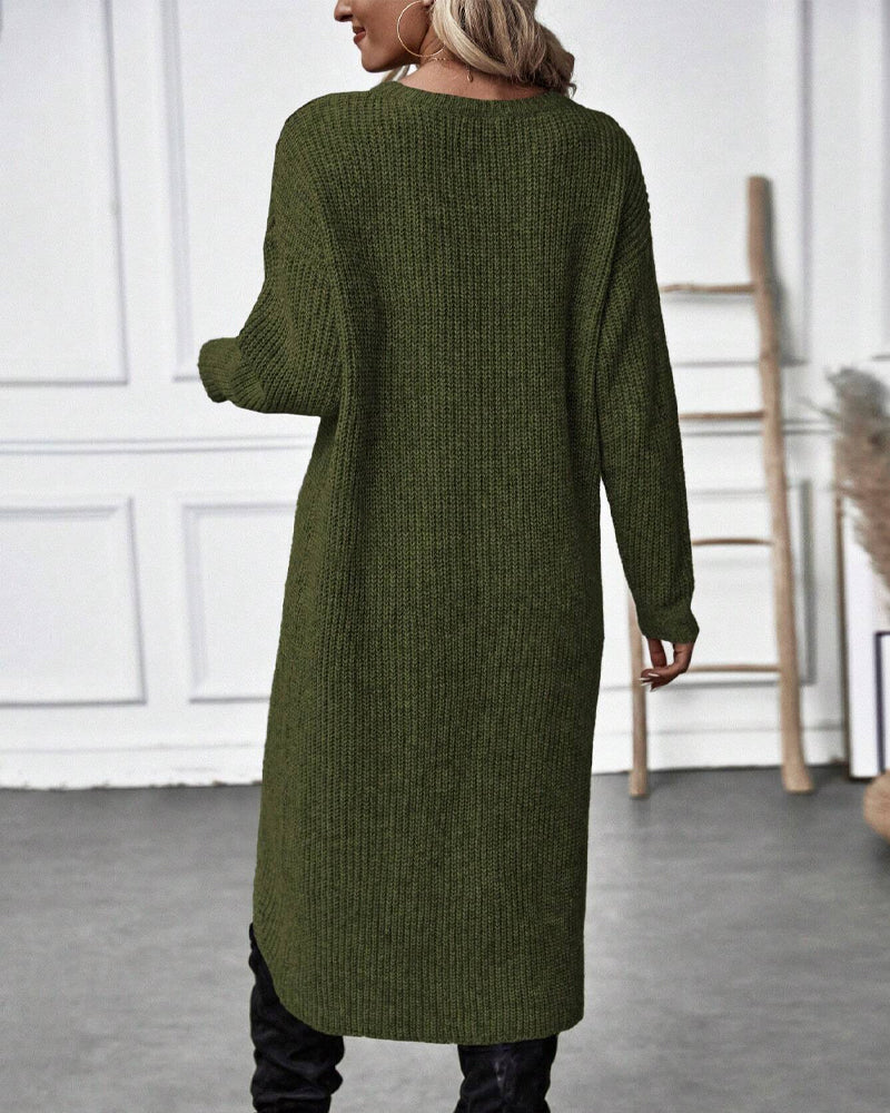 Rochie Pulover Femei cu Croi Relaxat și Mâneci Lungi - 8 - Modariox