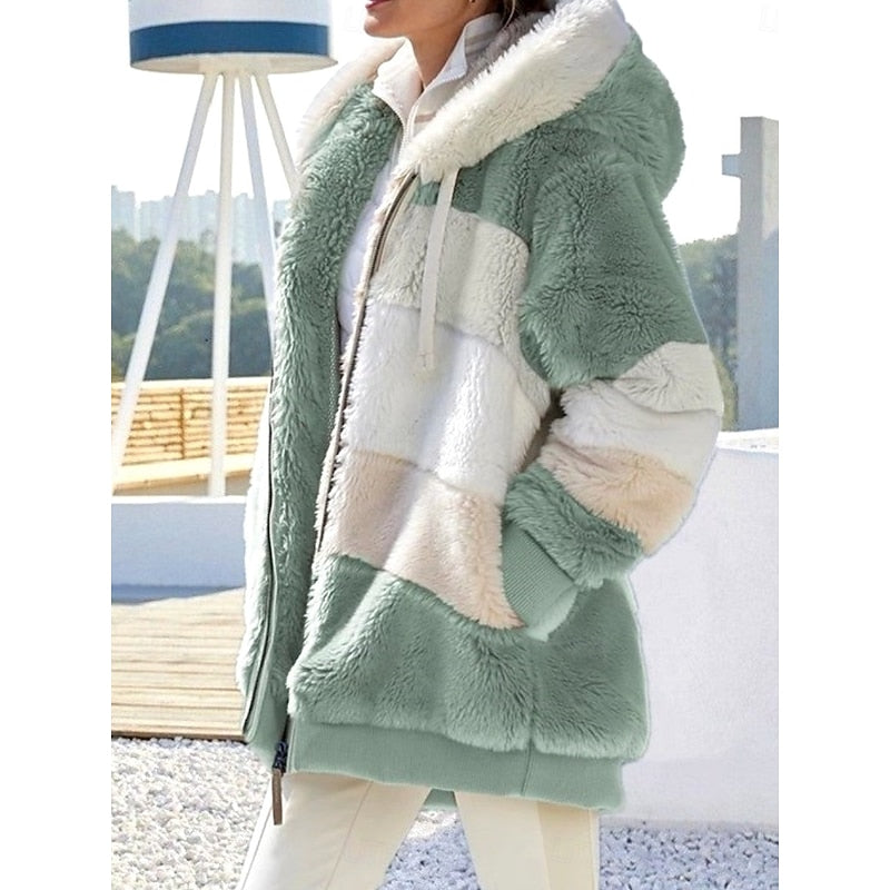 Jachetă damă oversized cu glugă și design modern - 1 - Modariox