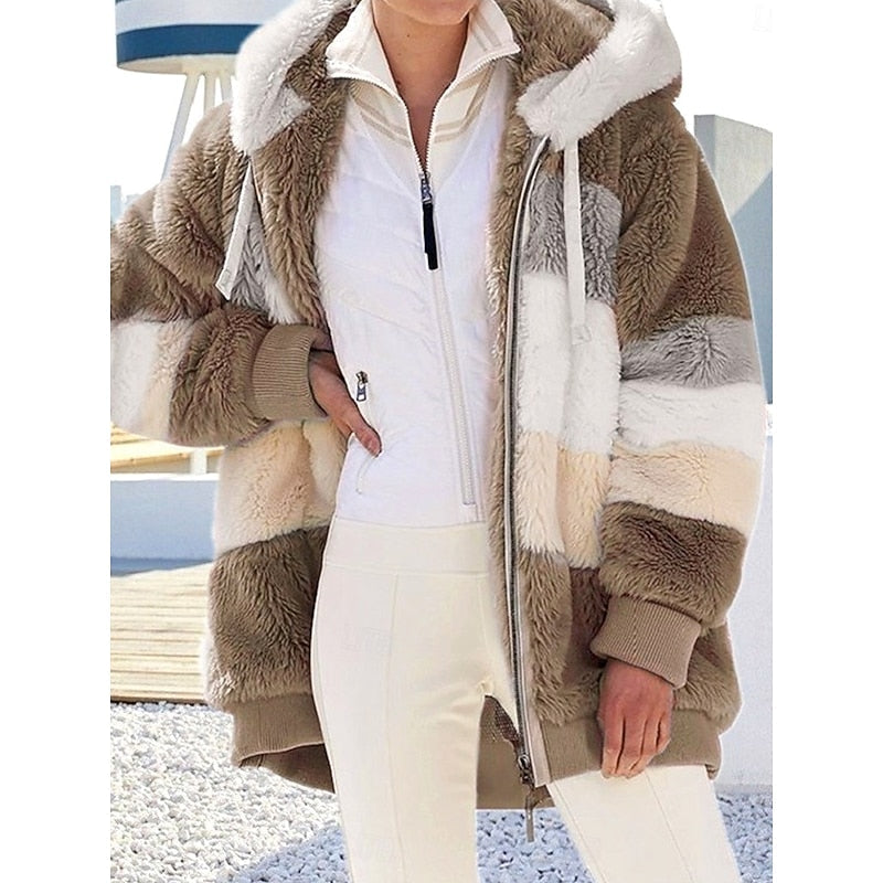 Jachetă damă oversized cu glugă și design modern - 2 - Modariox