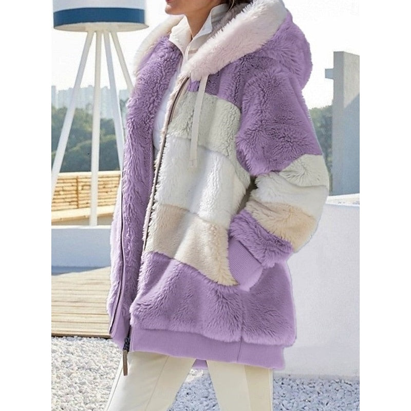 Jachetă damă oversized cu glugă și design modern - 5 - Modariox