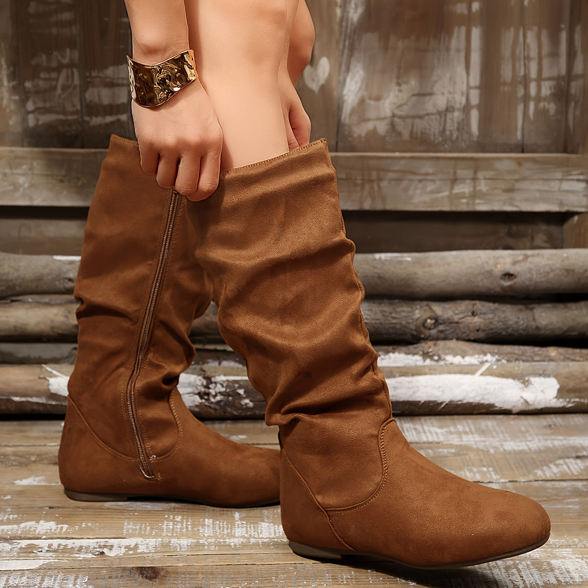 Botine damă cu fermoar și design plisat - 9 - Modariox