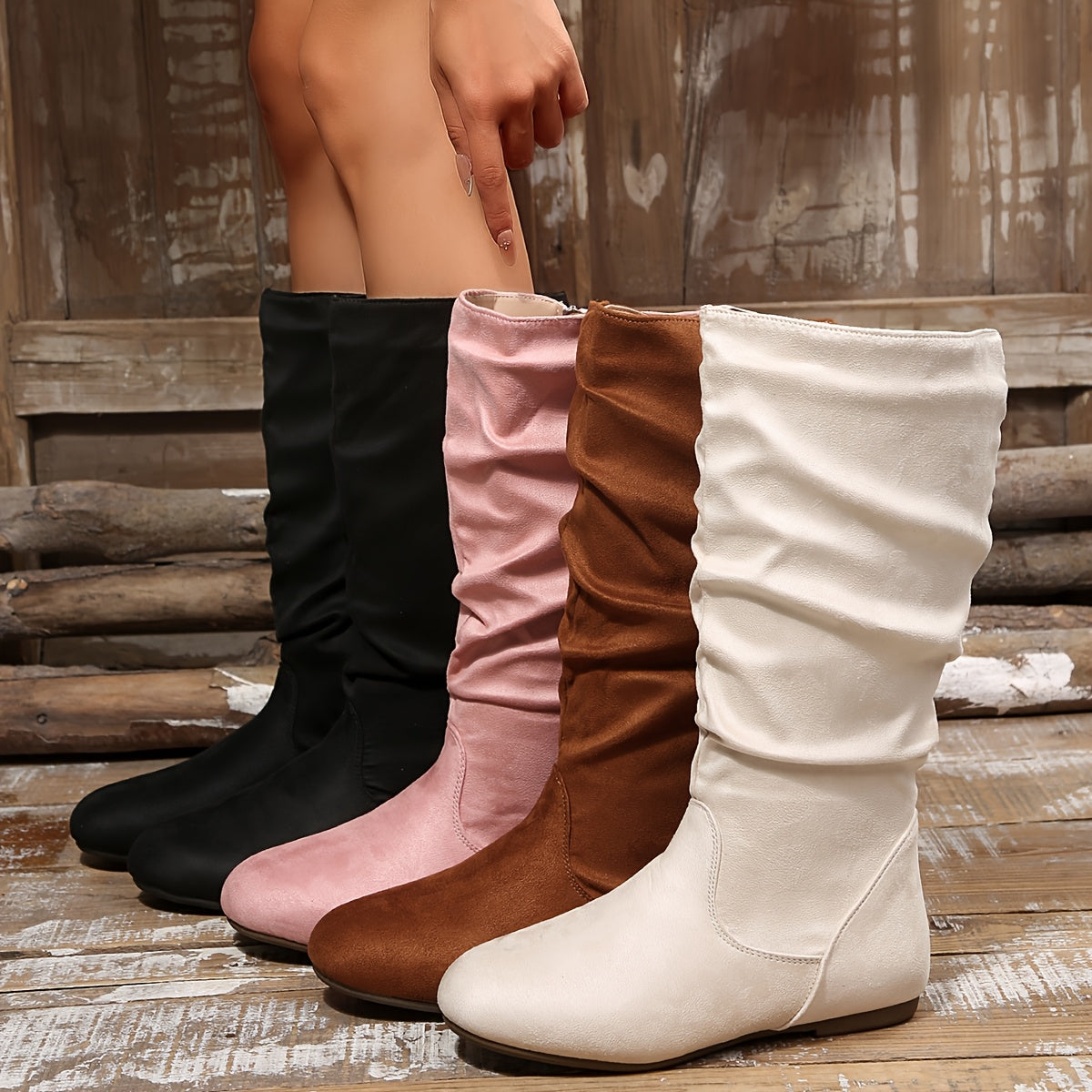 Botine damă cu fermoar și design plisat - 11 - Modariox