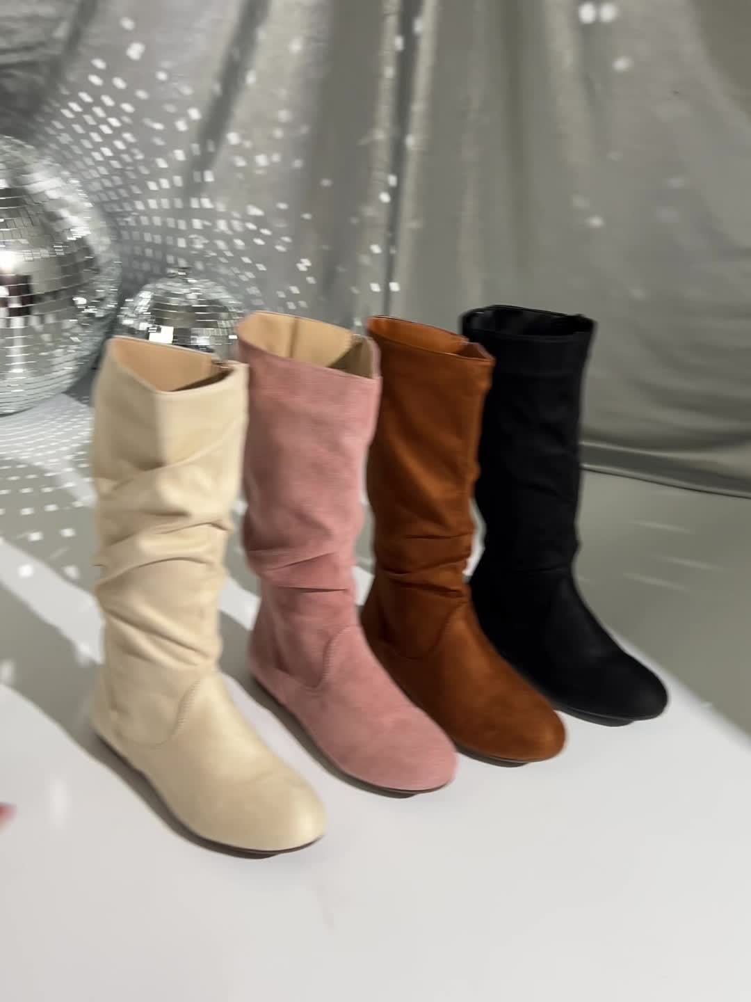 Botine damă cu fermoar și design plisat - 14 - Modariox