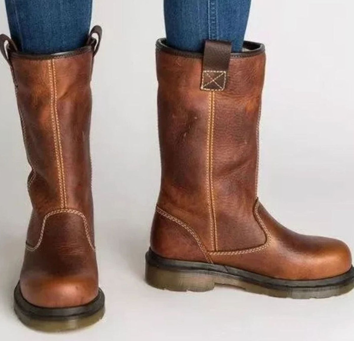 Botine damă cu talpă robustă și tab-uri de tragere - 1 - Modariox