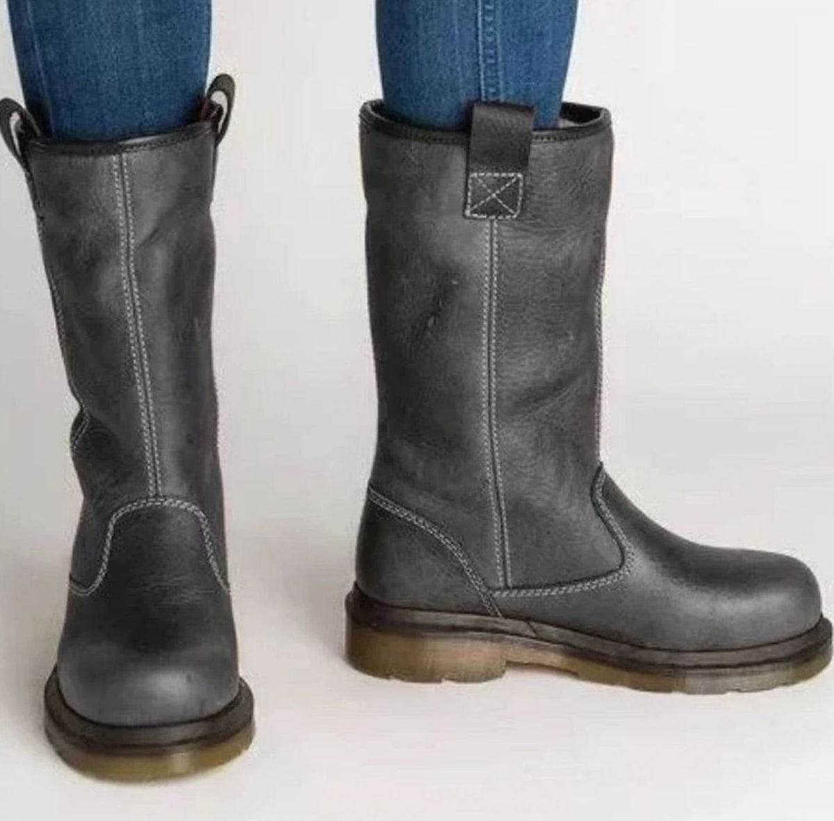 Botine damă cu talpă robustă și tab-uri de tragere - 3 - Modariox