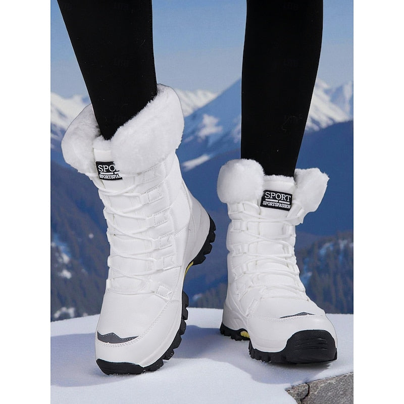 Botine de iarnă Damă cu gamba înaltă și manșetă pufoasă - 1 - Modariox
