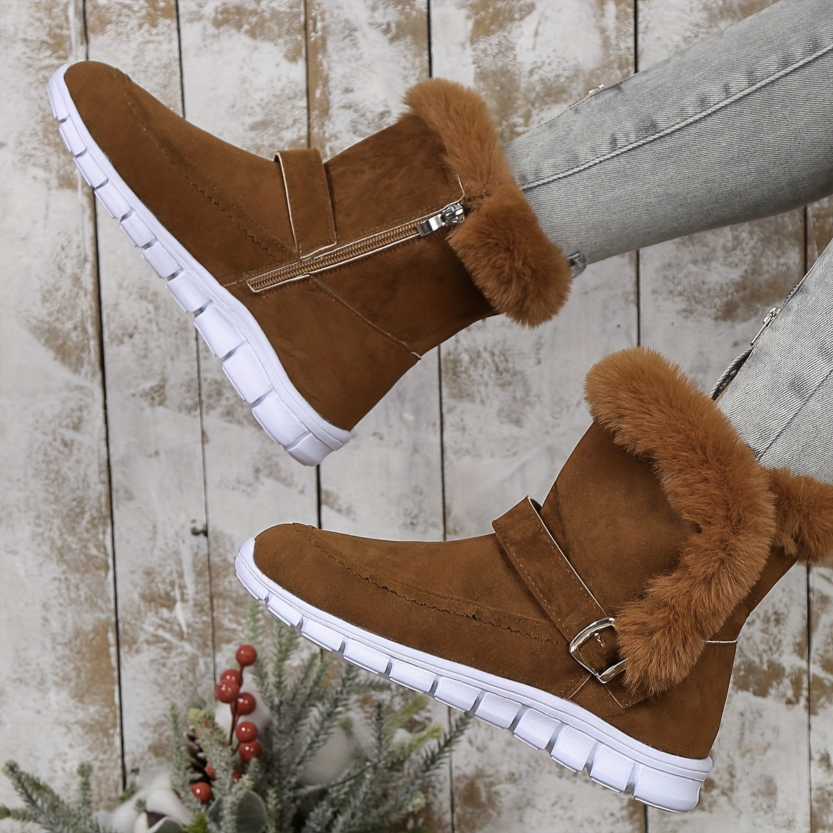 Botine damă cu blană și închidere cu fermoar - 7 - Modariox