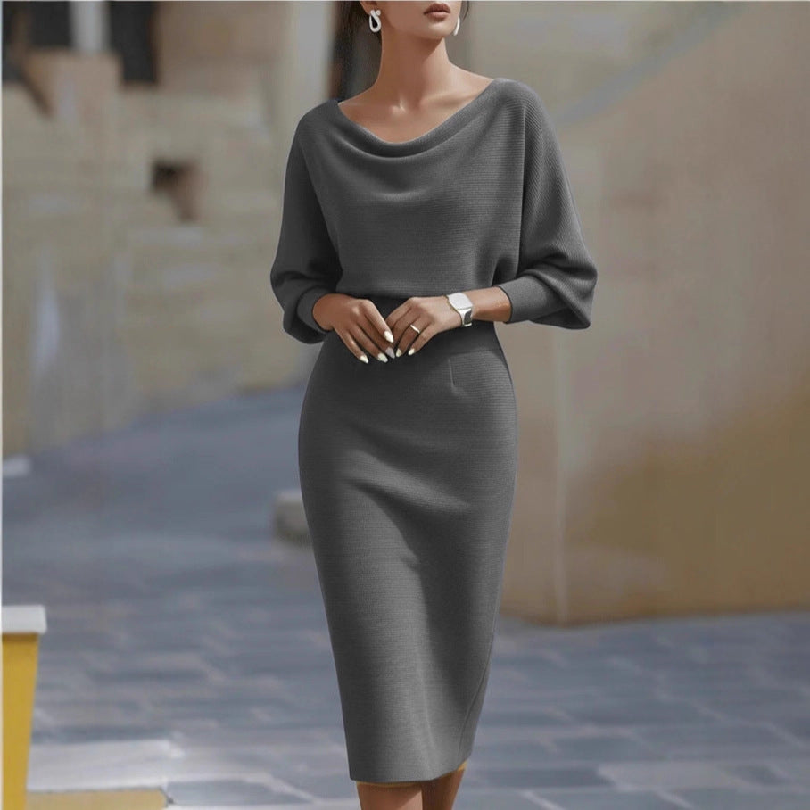 Rochie midi damă cu croială ajustată și decolteu în V - 7 - Modariox