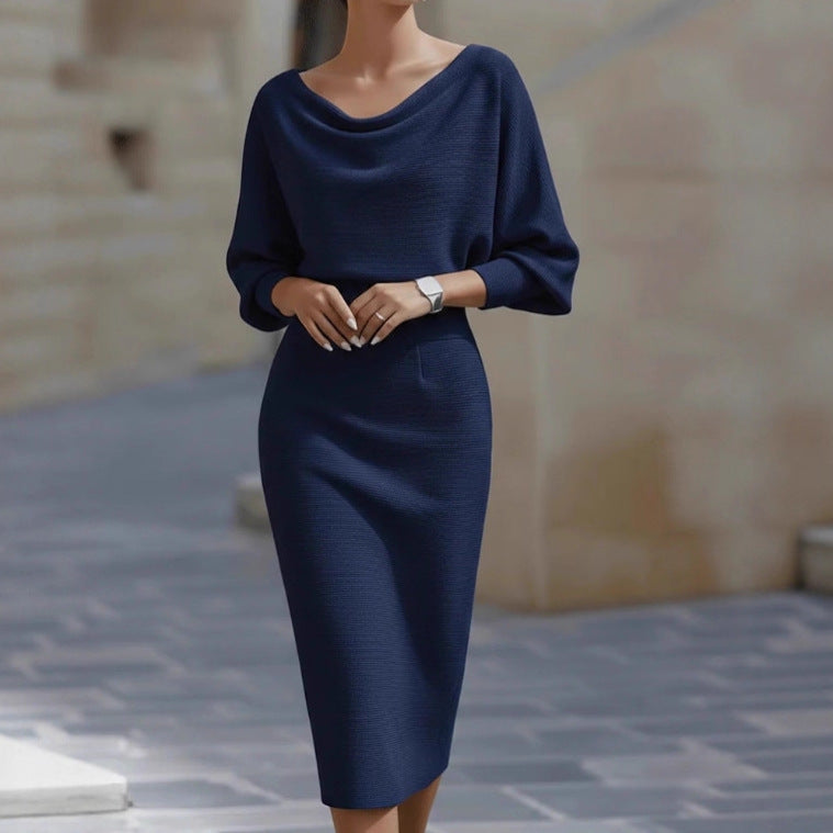 Rochie midi damă cu croială ajustată și decolteu în V - 9 - Modariox
