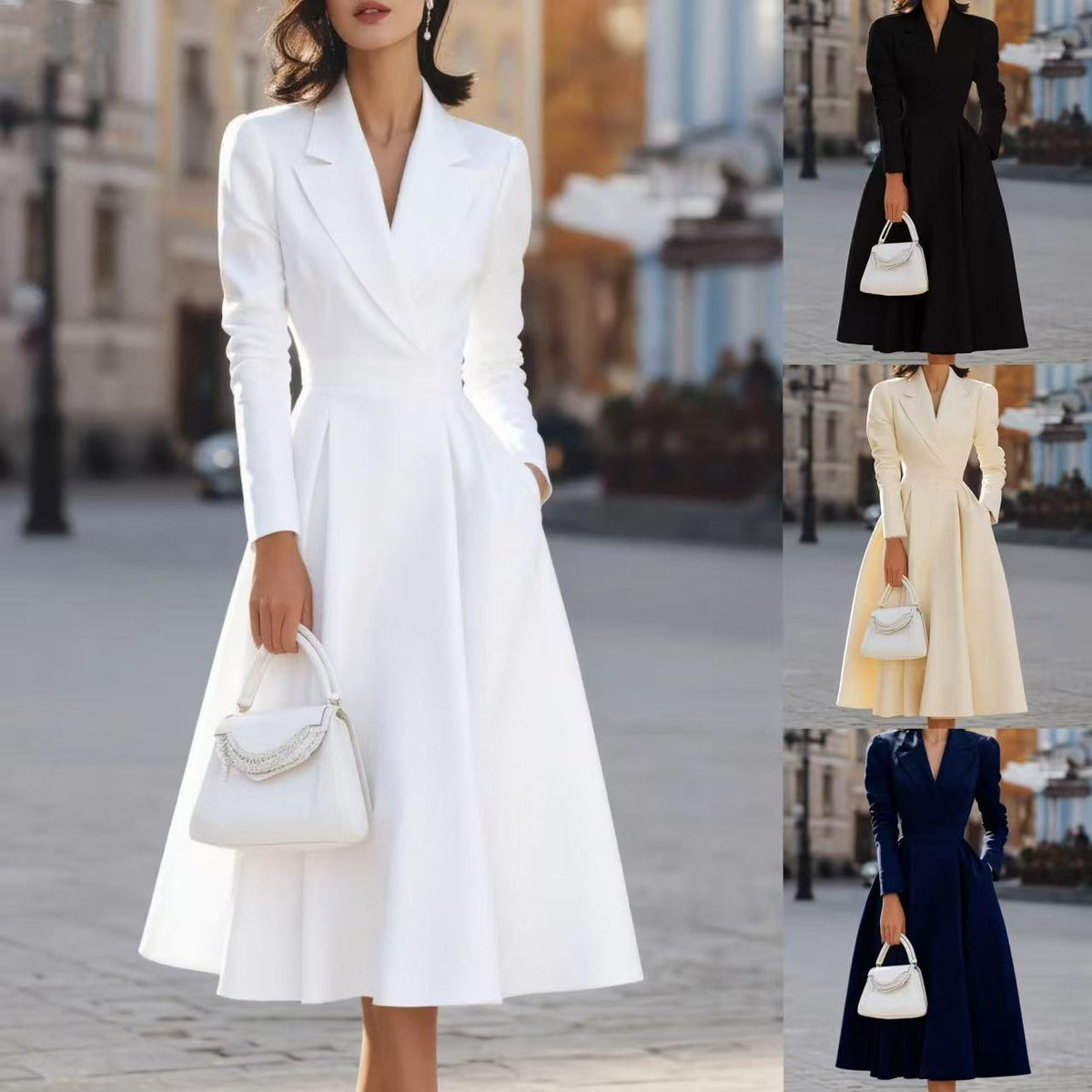 Rochie elegantă damă cu croială cambrată și decolteu în V - 2 - Modariox