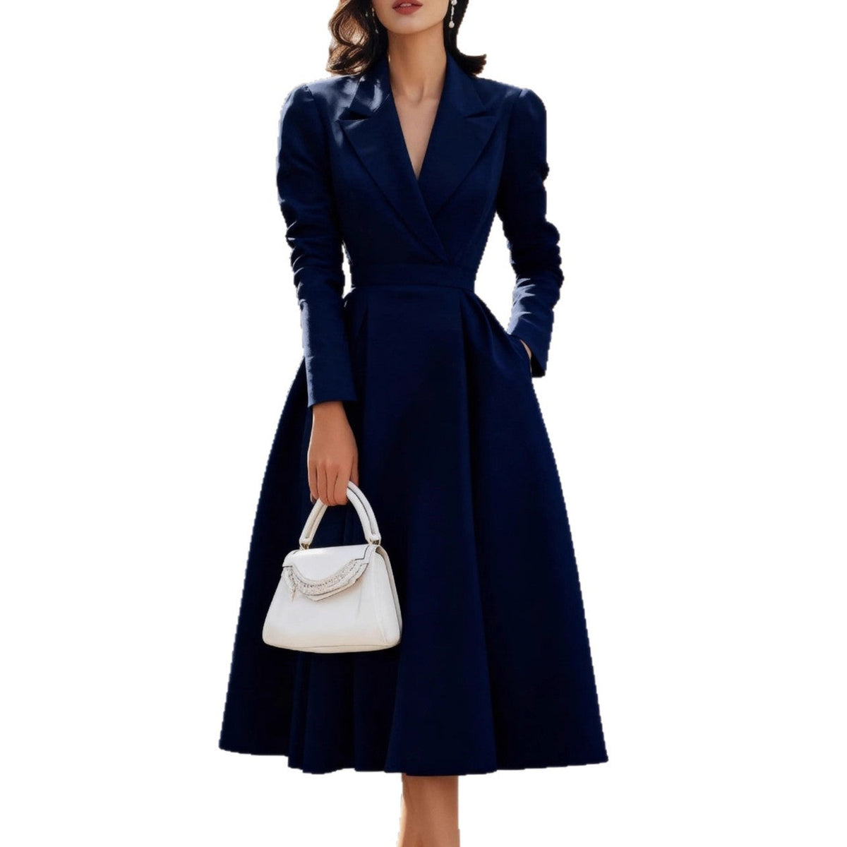 Rochie elegantă damă cu croială cambrată și decolteu în V - 7 - Modariox