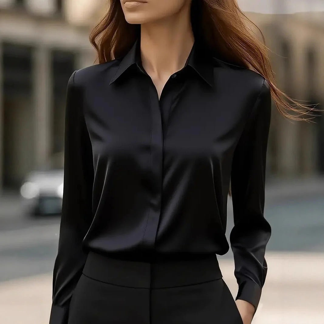 Bluză damă roșie cu guler clasic și mâneci lungi - 4 - Modariox