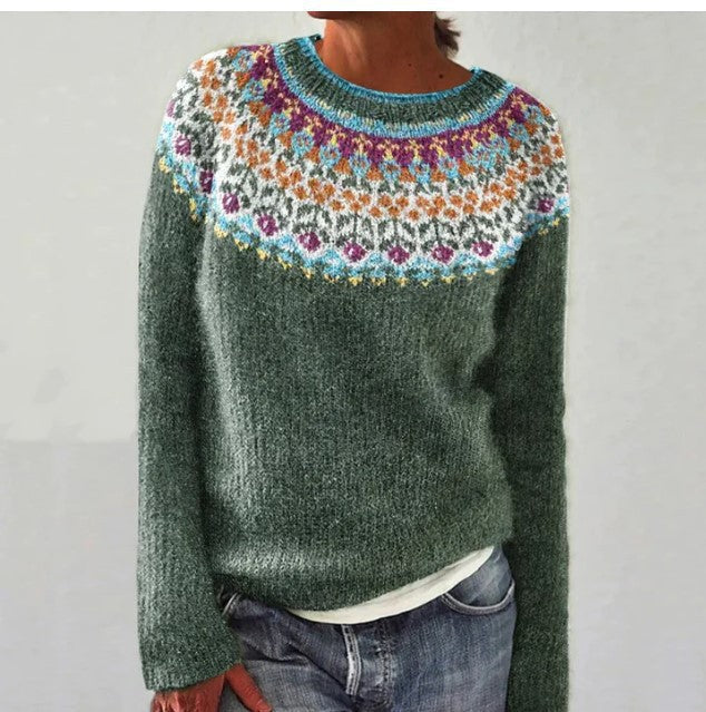 Pulover damă cu imprimeu floral și croială lejeră - 6 - Modariox