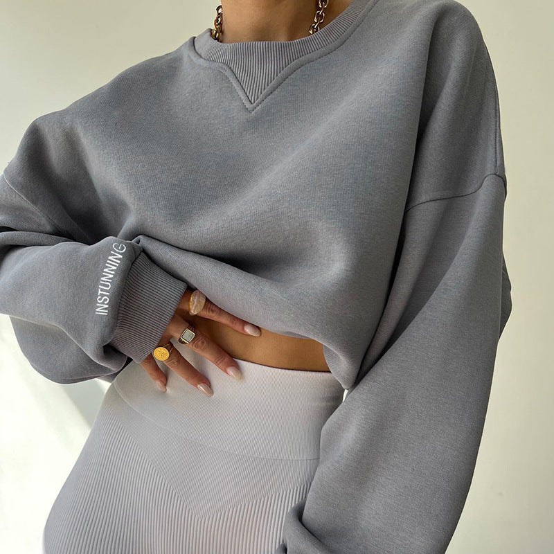 Pulover Damă Oversized cu Guler Rotund și Mâneci Lungi - 1 - Modariox