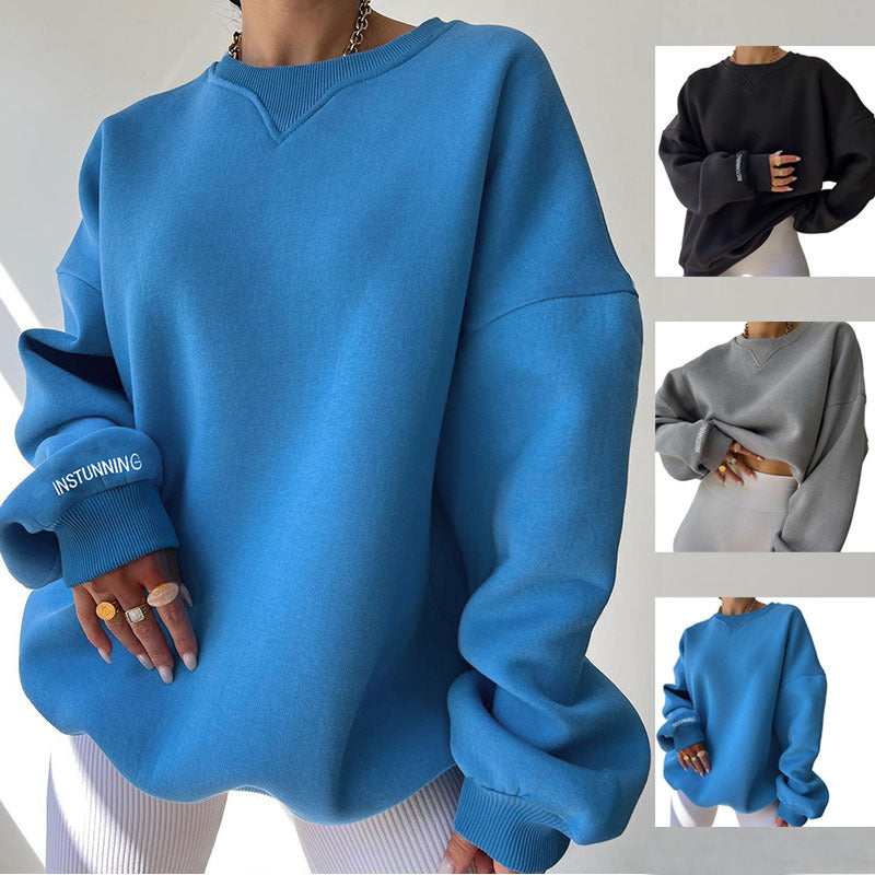 Pulover Damă Oversized cu Guler Rotund și Mâneci Lungi - 4 - Modariox