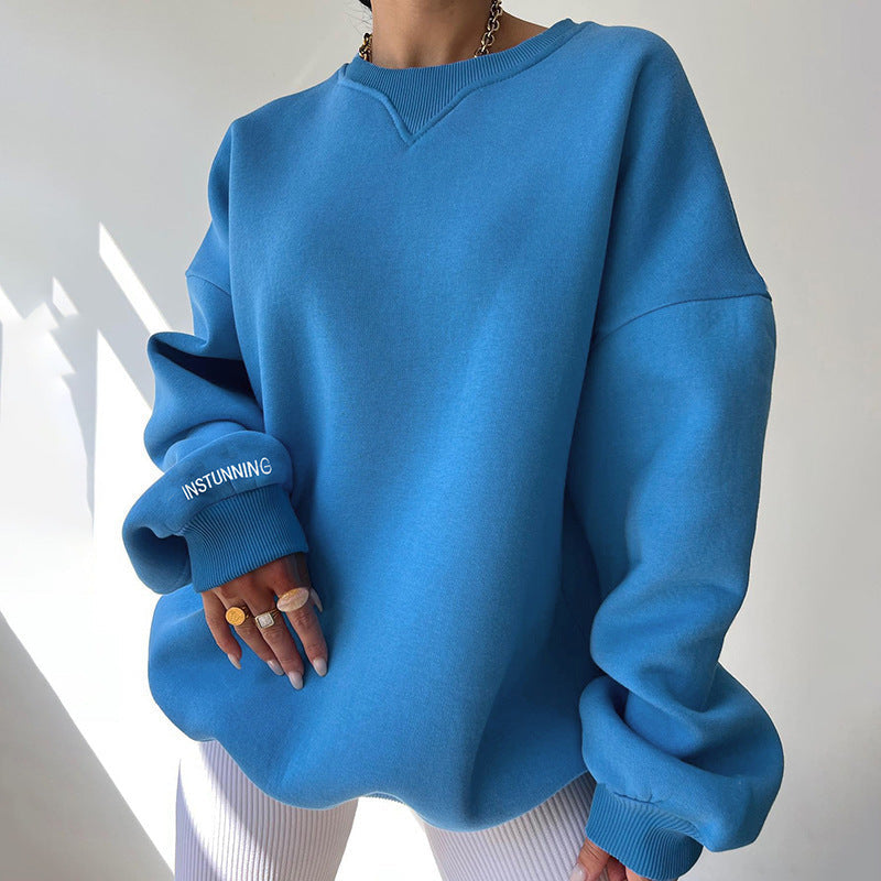 Pulover Damă Oversized cu Guler Rotund și Mâneci Lungi - 5 - Modariox