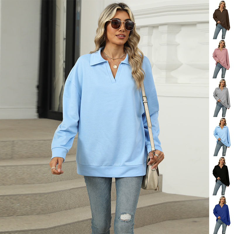 Pulover damă cu guler tip cămașă și croială lejeră - 4 - Modariox