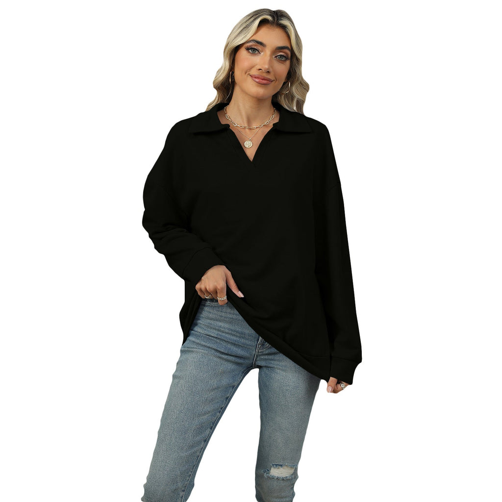 Pulover damă cu guler tip cămașă și croială lejeră - 7 - Modariox